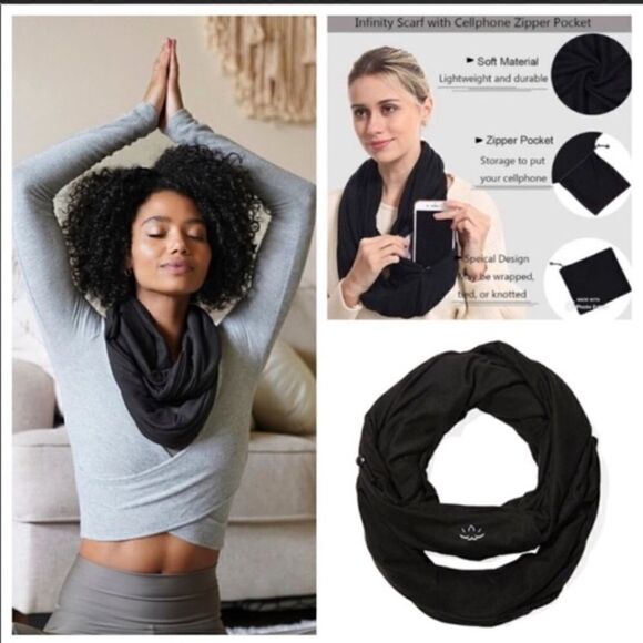 NWT Beyond Yoga Pocket Infinity Scarf Black - Picture 1 of 7
